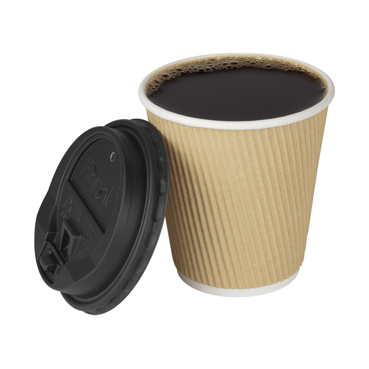 [500 ct] 10 oz Paper Coffee Cups | Ripple | 90 mm | Kraft