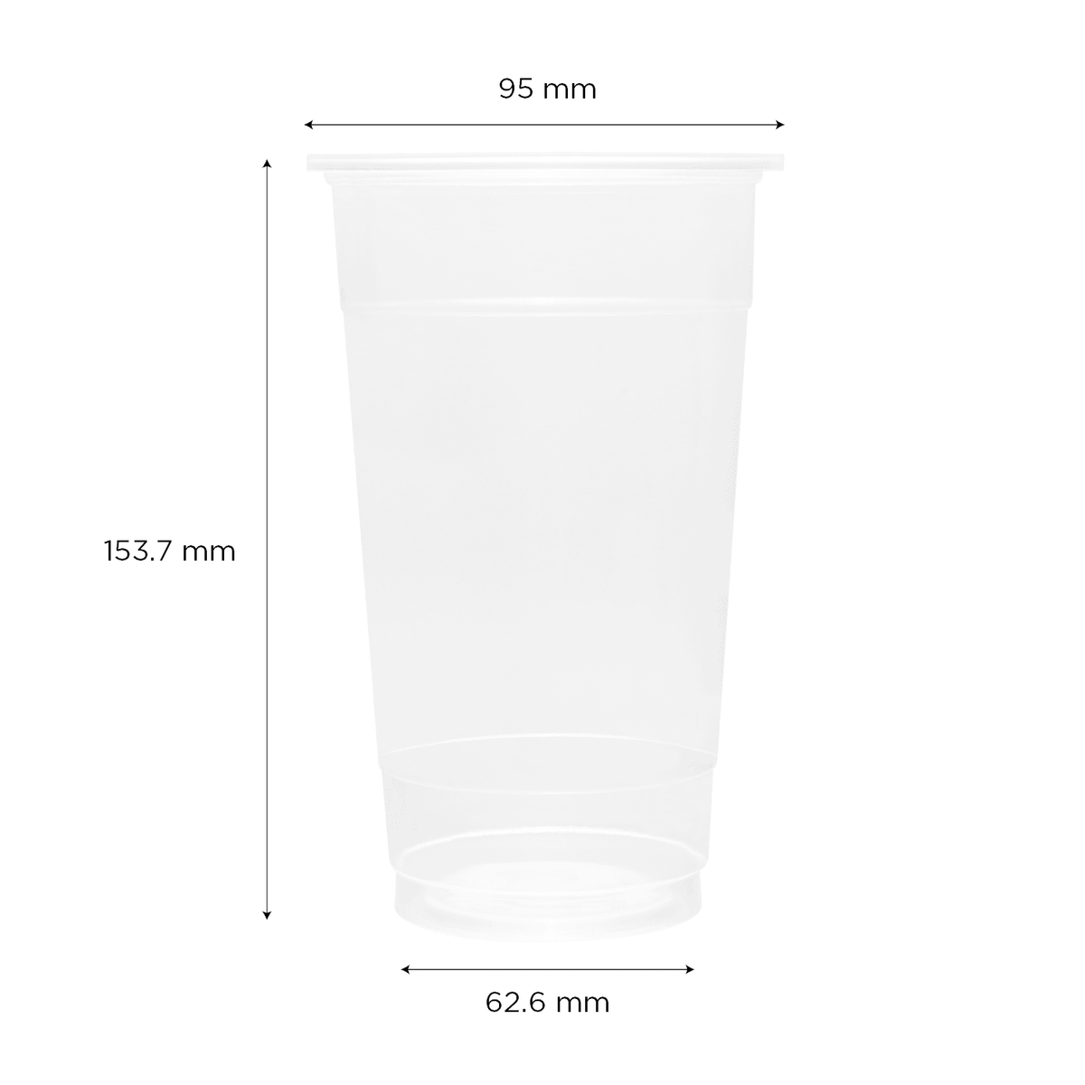 [1,000 ct] 24 oz Plastic U-Rim Cold Cups (95 mm), PP