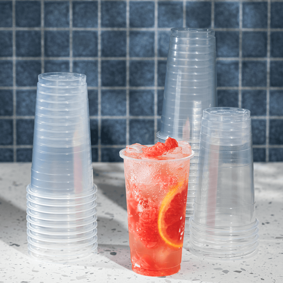 [1,000 ct] 24 oz Plastic U-Rim Cold Cups (95 mm), PP