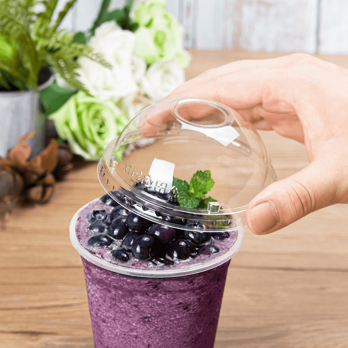 [2,000 ct] Plastic Dome Lids, PET, 95 mm