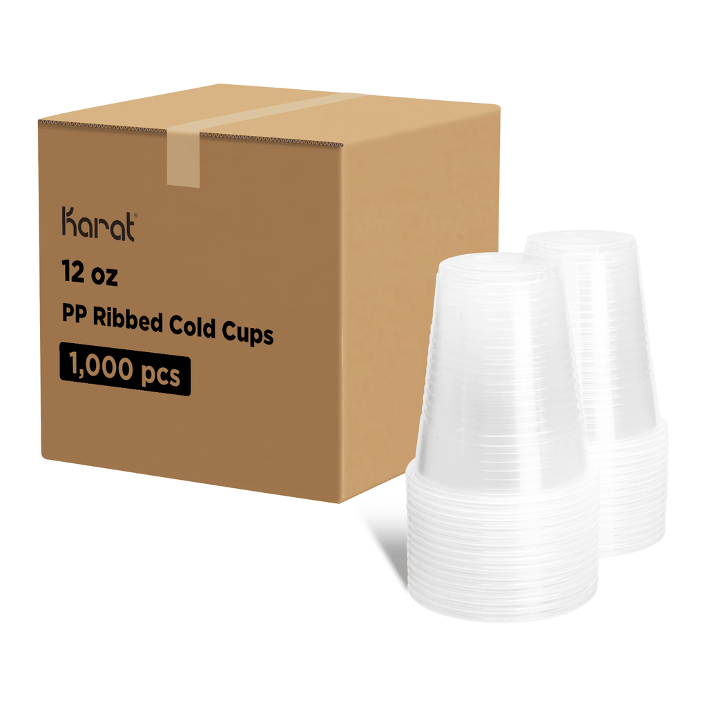 [1,000 ct] 12 oz Plastic Ribbed Cold Cups (90 mm), PP