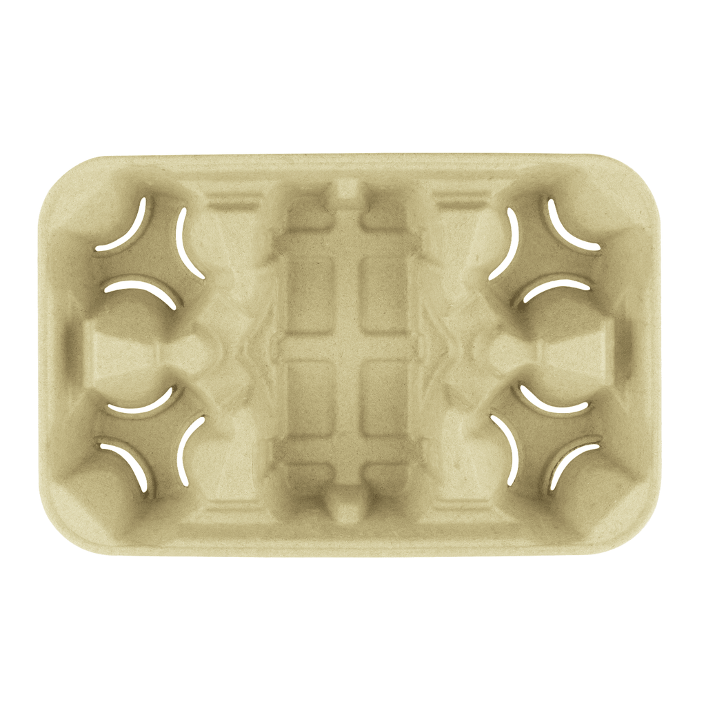 [150 ct] Kraft Drink Carrier with tray, for 4 Cups (8-32 oz), Paperboard