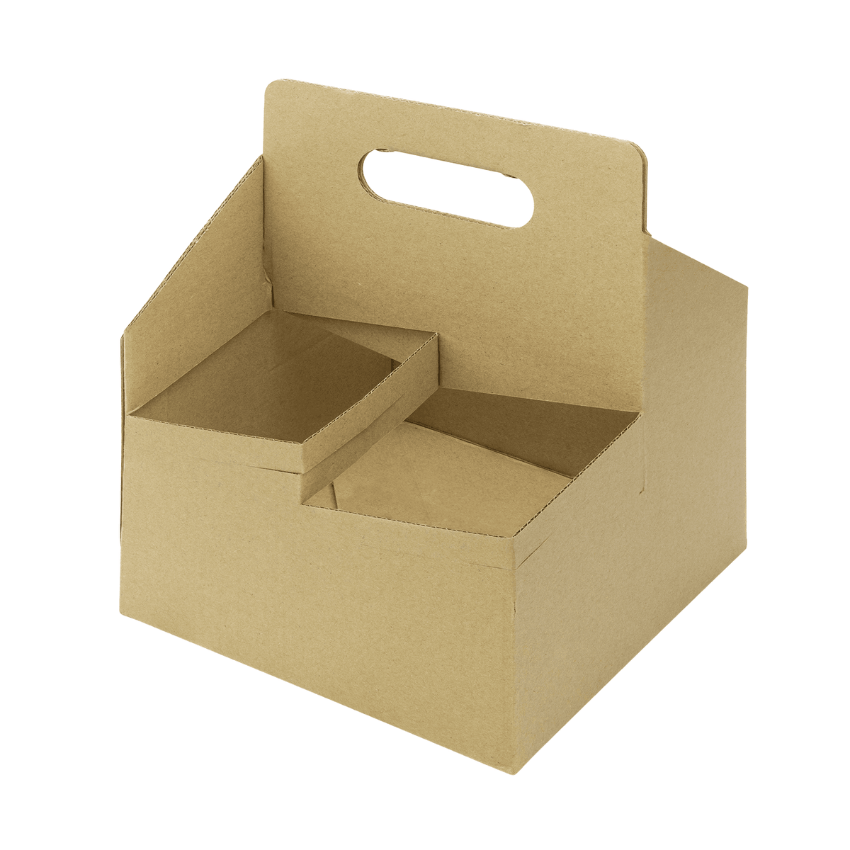 [200 ct] Kraft Drink Carrier with Handle, for 4 Cups (12-32 oz), Paperboard