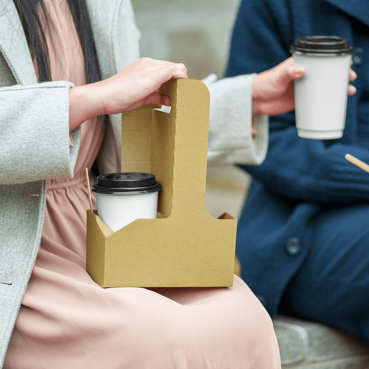 [250 ct] Kraft Drink Carrier with Handle, for 2 Cups (10-32 oz), Paperboard