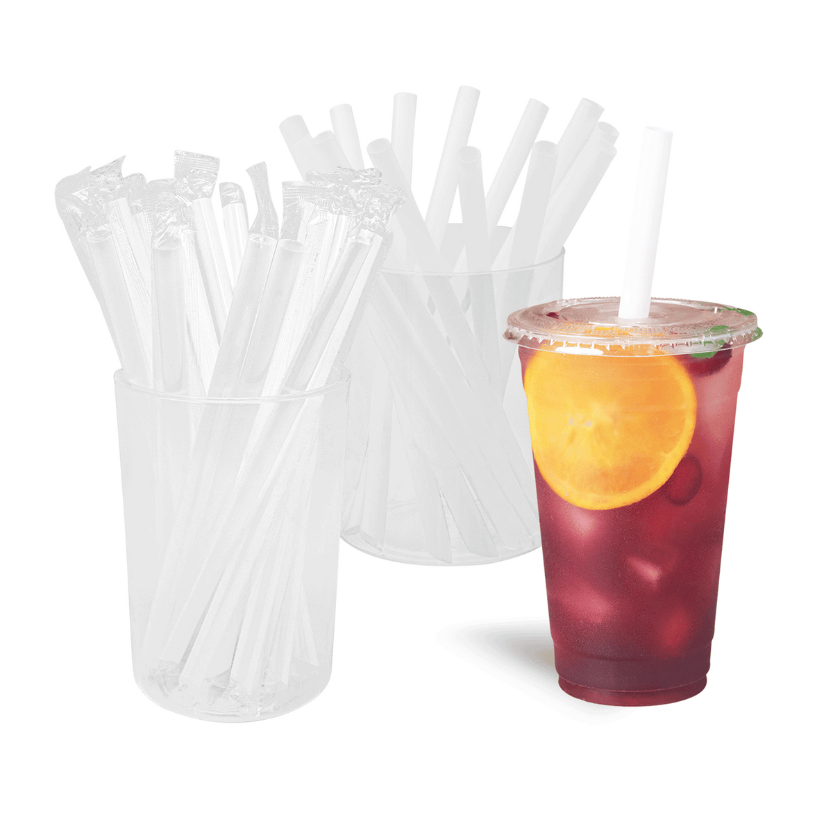 [1,600 ct] Boba Straws | Diagonal Cut | Individually Wrapped | White (0.39" x 9")