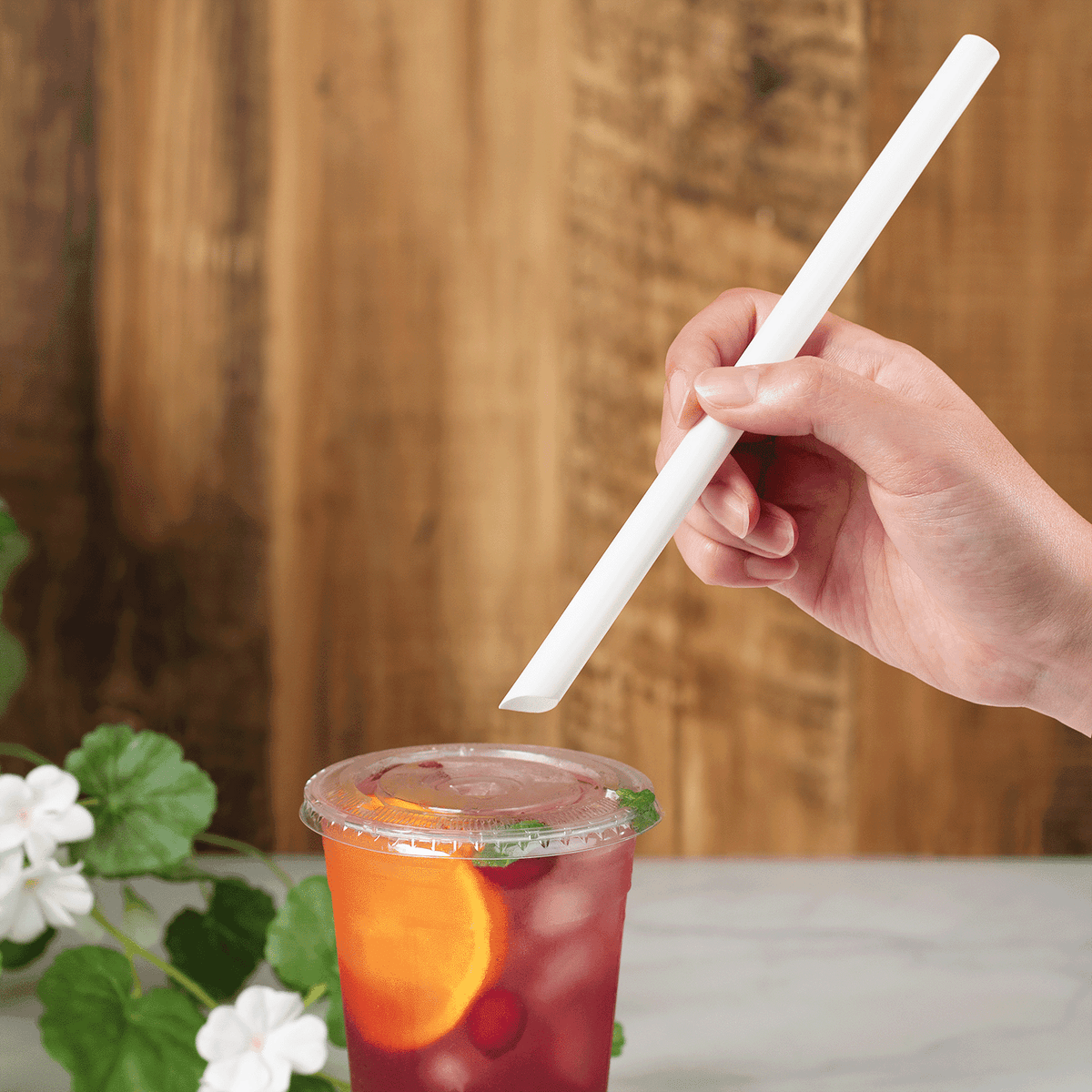 [1,600 ct] Boba Straws | Diagonal Cut | Individually Wrapped | White (0.39" x 9")