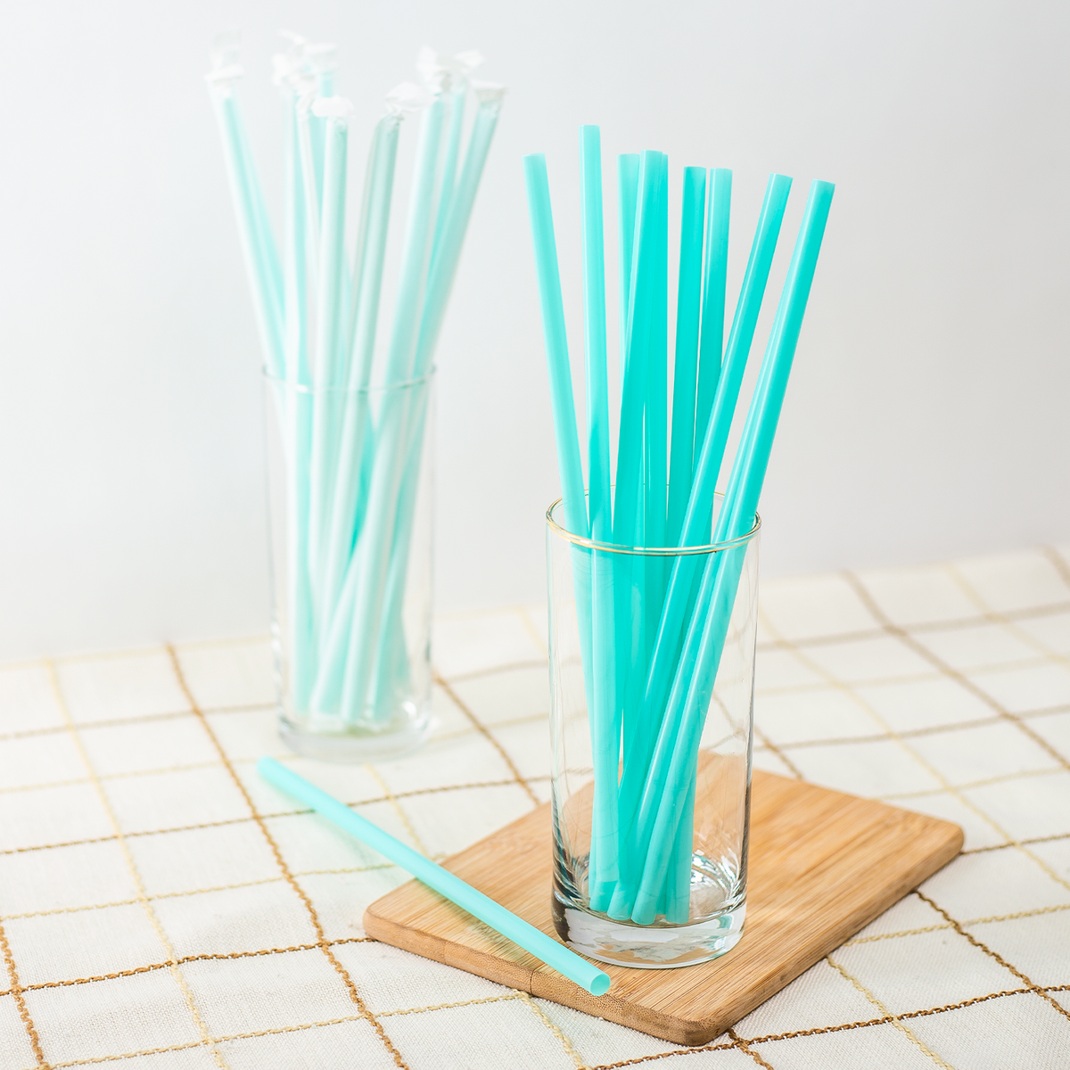 [1,200 ct] Giant Straws | Individually Wrapped | Aqua (0.31" x 10.25")