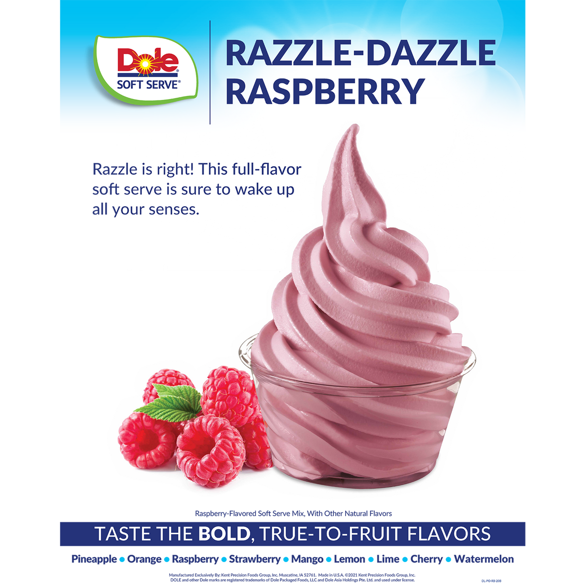 Dole Soft Serve Mix - Raspberry - Bag (4.4 lbs)