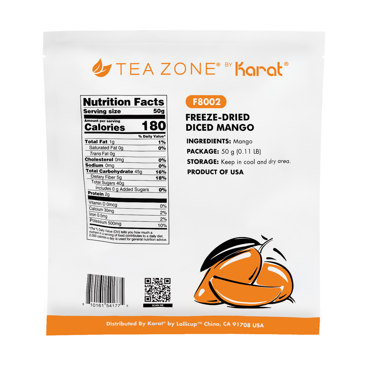 Tea Zone Freeze-Dried Mango, Diced - Bag