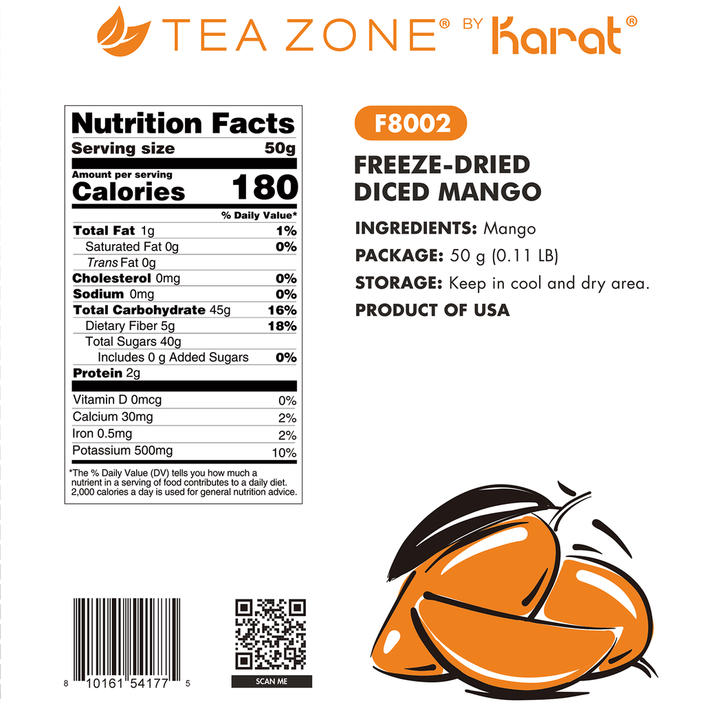 Tea Zone Freeze-Dried Mango, Diced - Bag
