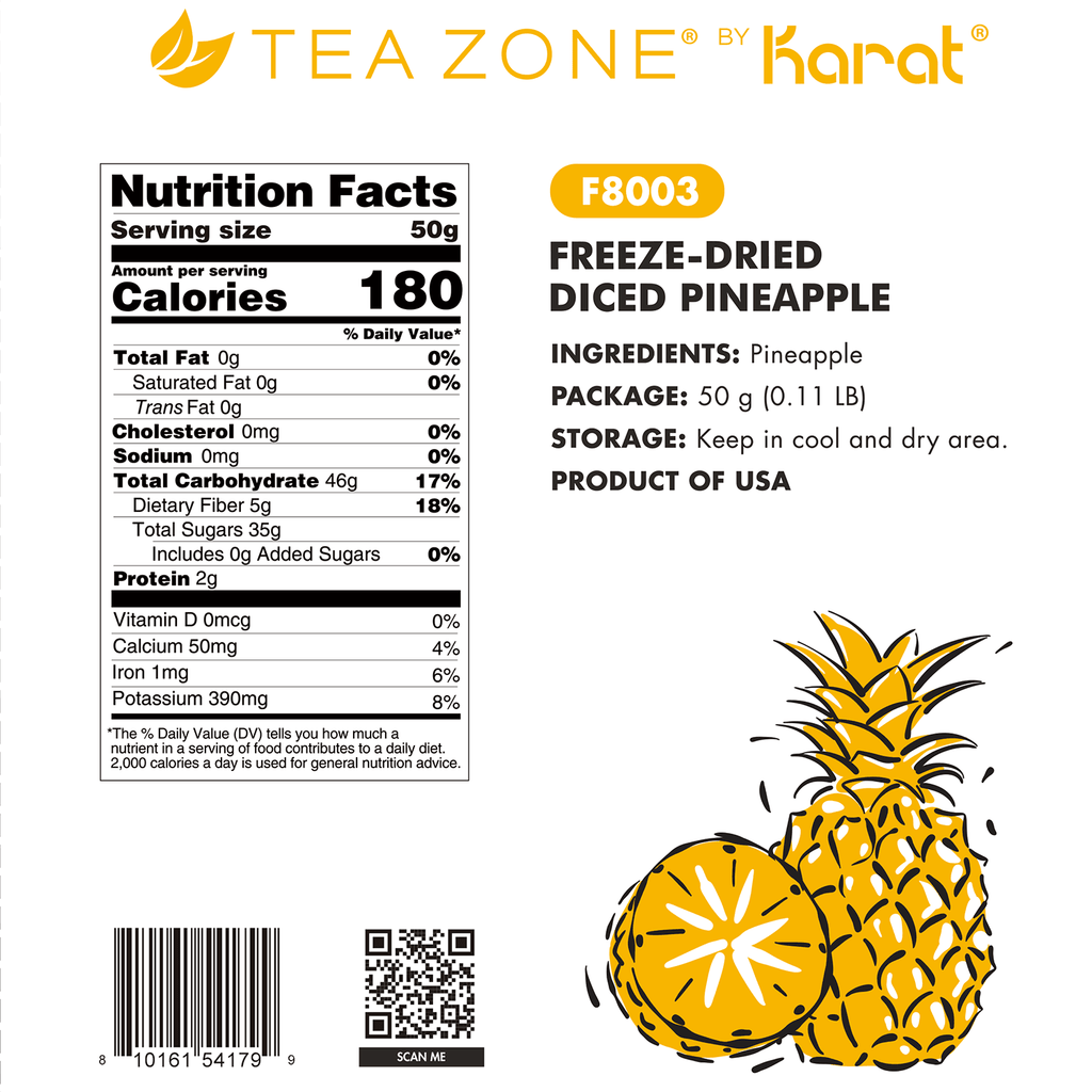 Tea Zone Freeze-Dried Pineapple, Diced - Bag