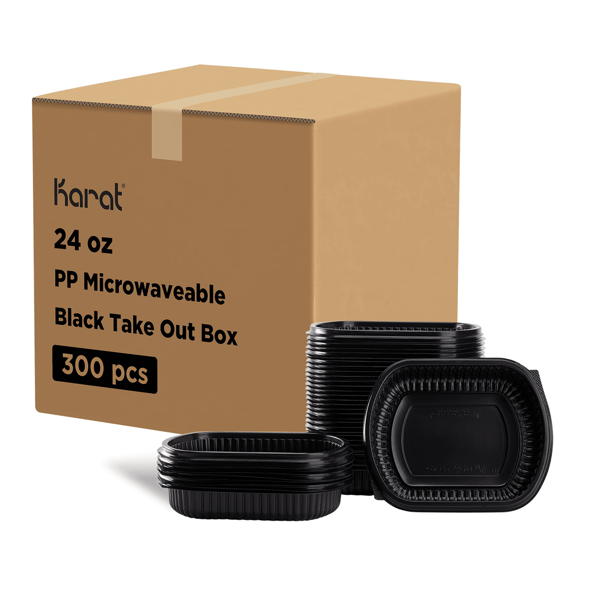 [300 ct] 24 oz Microwaveable Take-Out Box | PP | Black