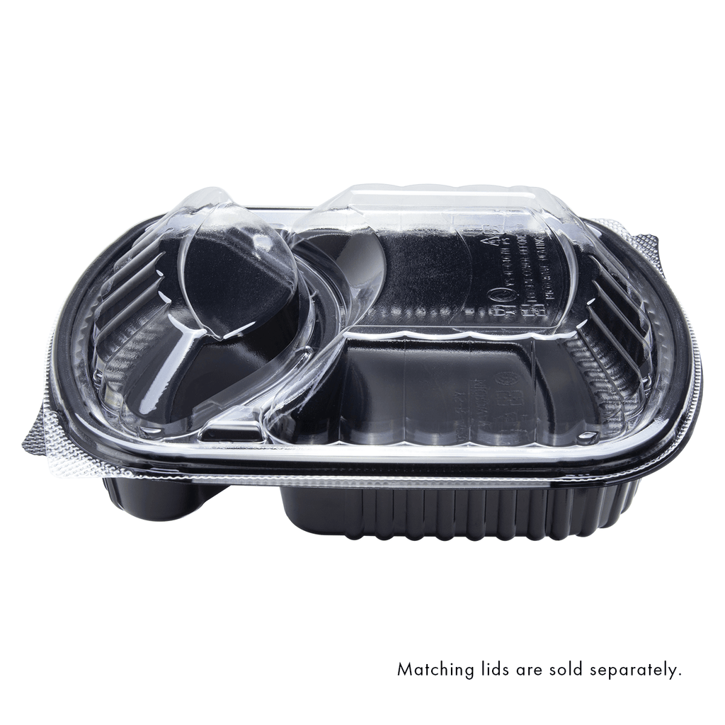 [300 ct] 36 oz Microwaveable Take-Out Box | 2-Compartment | PP | Black