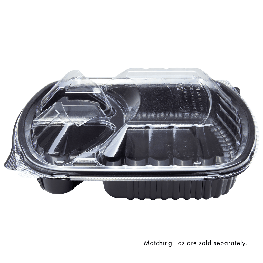 [300 ct] 36 oz Microwaveable Take-Out Box | 3-Compartment | PP | Black