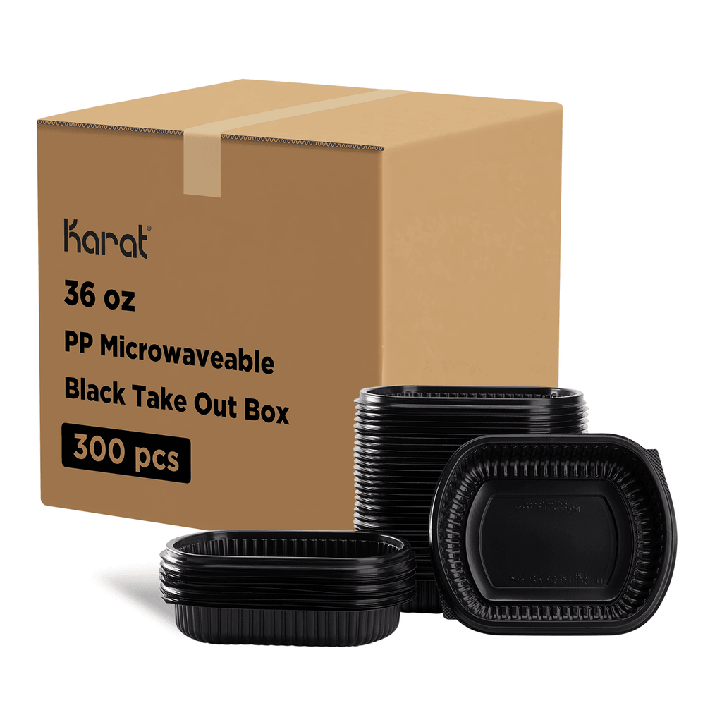 [300 ct] 36 oz Microwaveable Take-Out Box | PP | Black