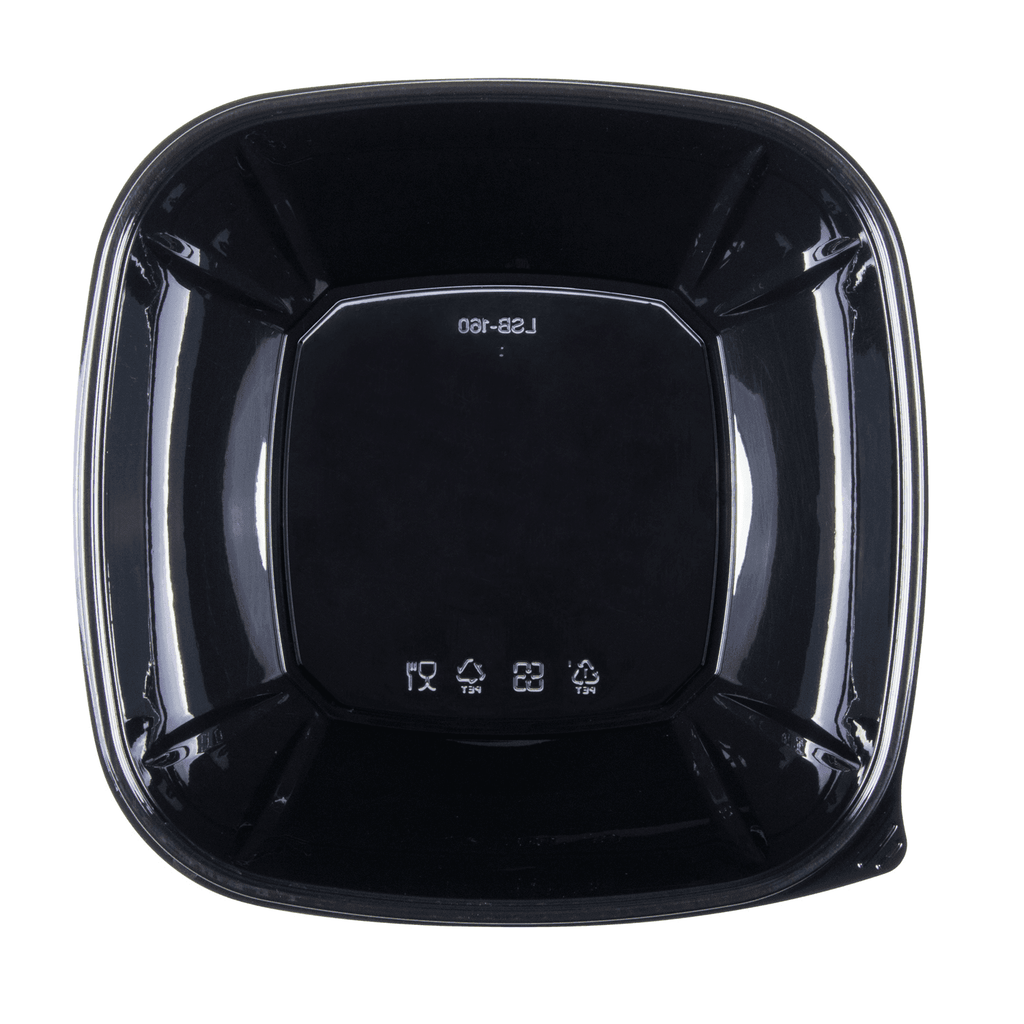 [50 ct] 160 oz Square Disposable Salad Bowls | PET | Black