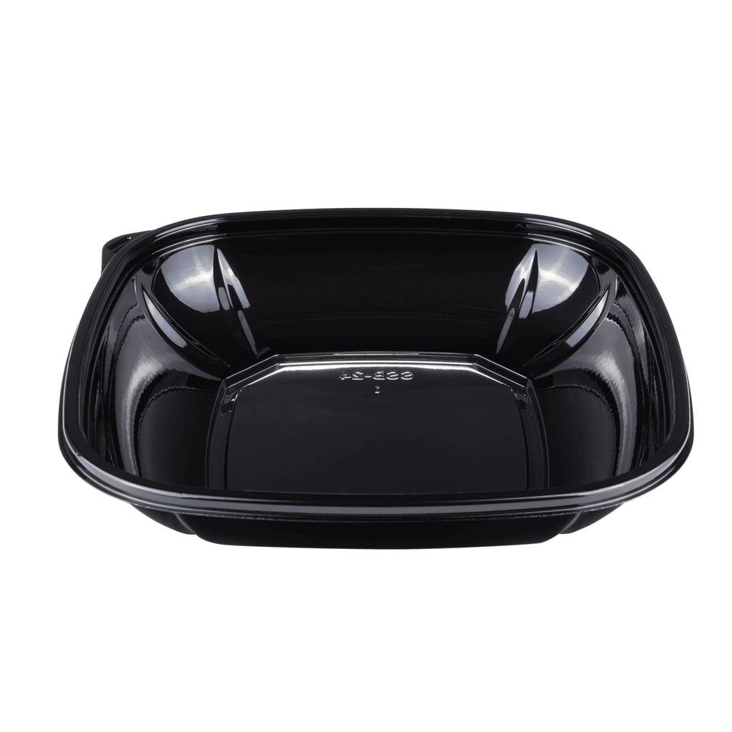 [300 ct] 24 oz Square Disposable Salad Bowl Lids | PET | Black