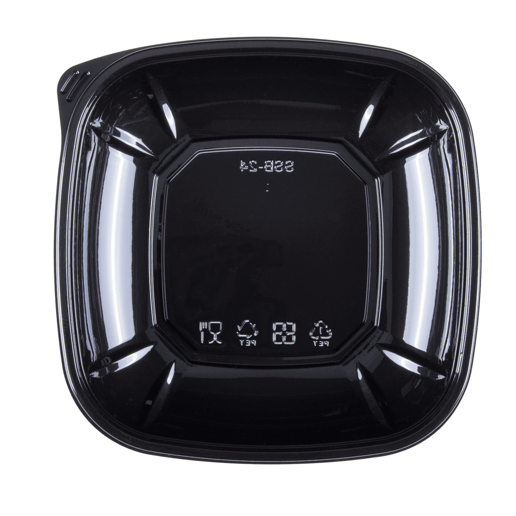 [300 ct] 24 oz Square Disposable Salad Bowl Lids | PET | Black