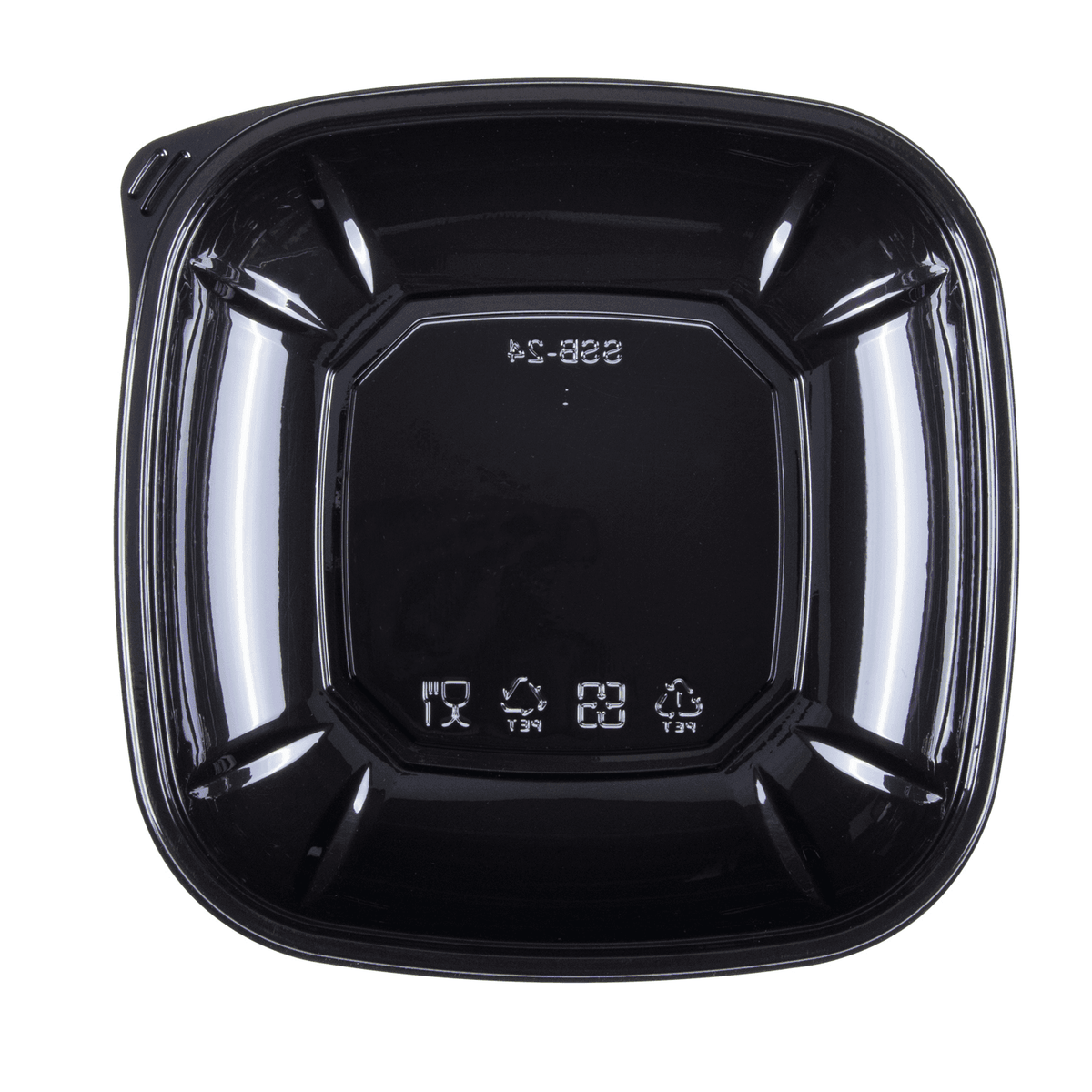 [300 ct] 24 oz Square Disposable Salad Bowl Lids | PET | Black