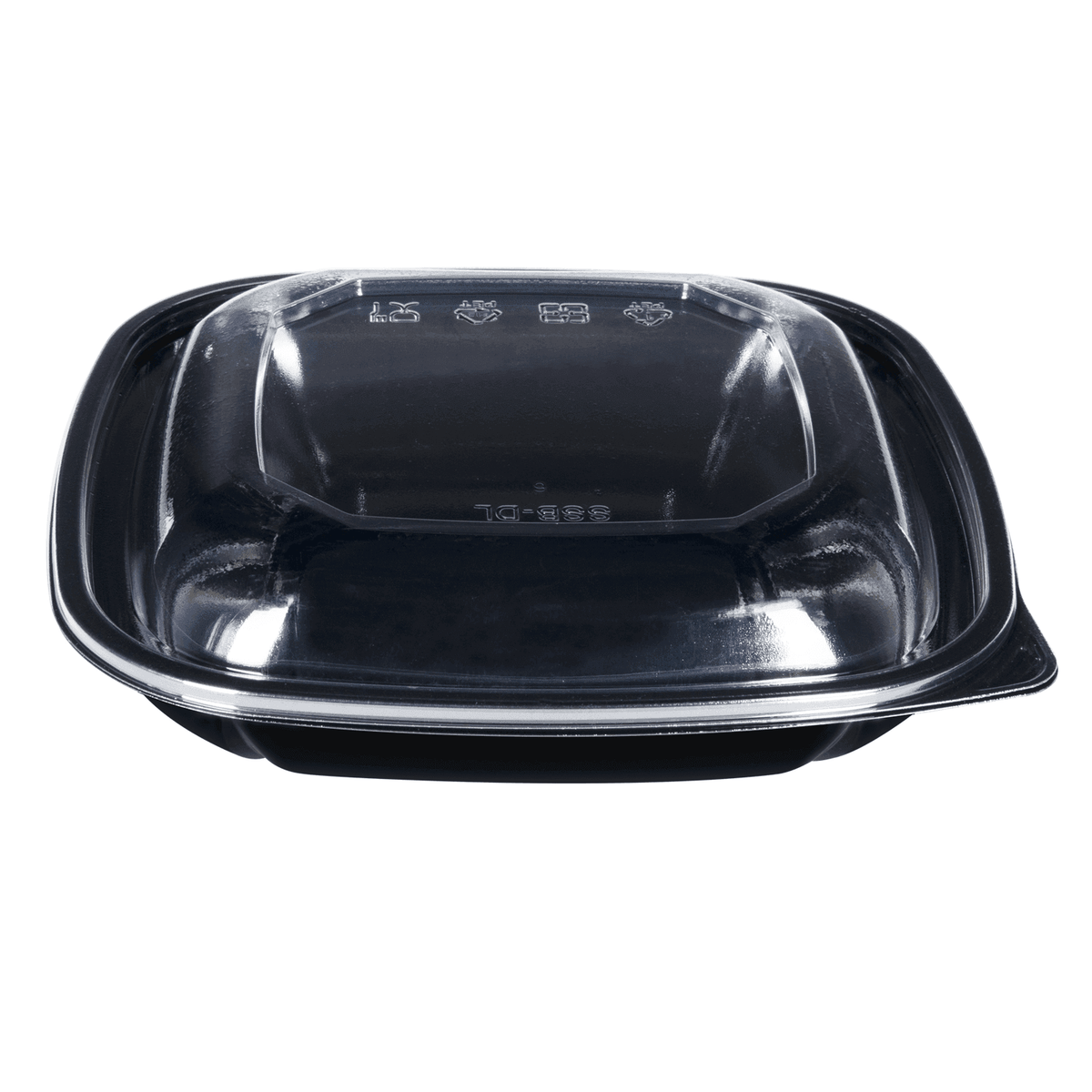 [300 ct] 24 oz Square Disposable Salad Bowl Lids | PET | Black