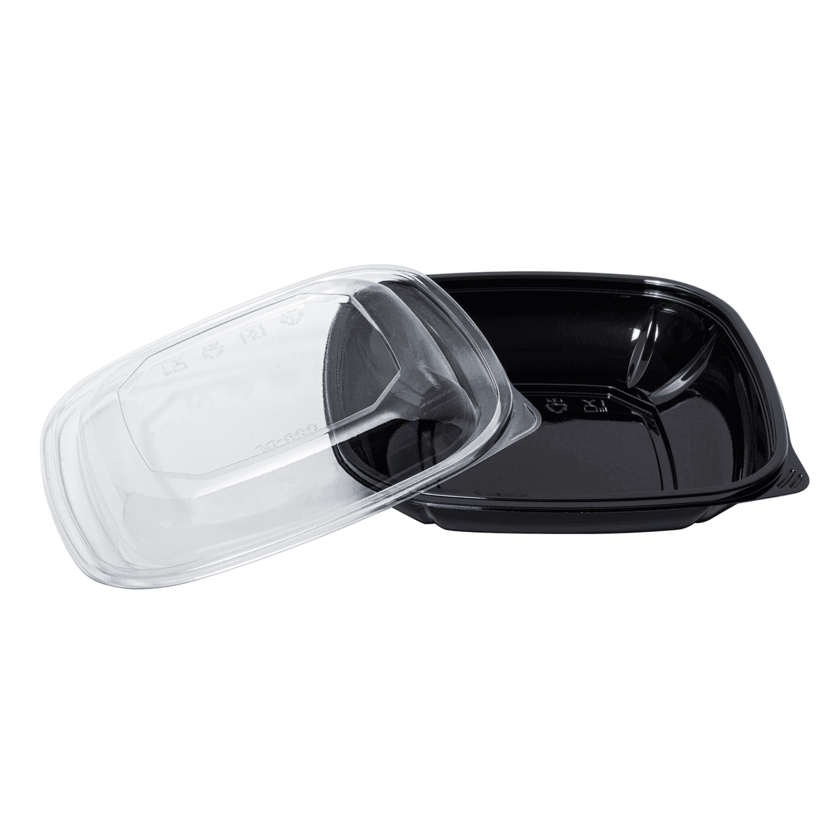 [300 ct] 24 oz Square Disposable Salad Bowl Lids | PET | Black
