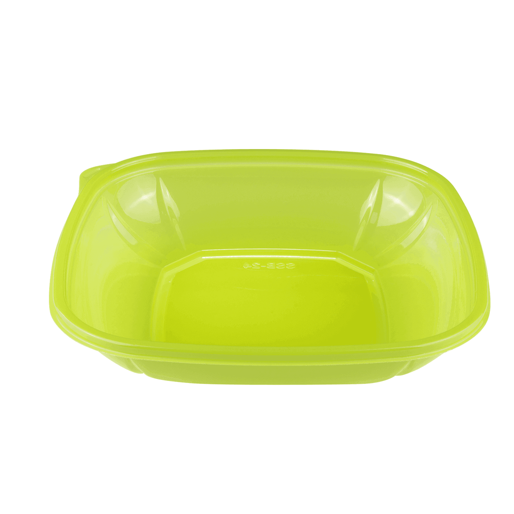 [300 ct] 24 oz Square Disposable Salad Bowl Lids | PET | Green
