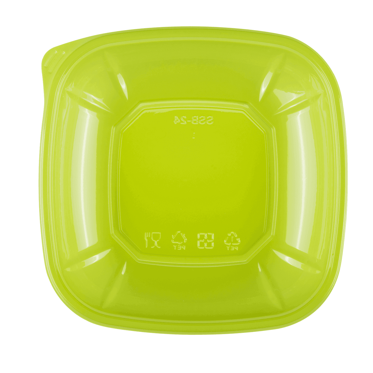 [300 ct] 24 oz Square Disposable Salad Bowl Lids | PET | Green