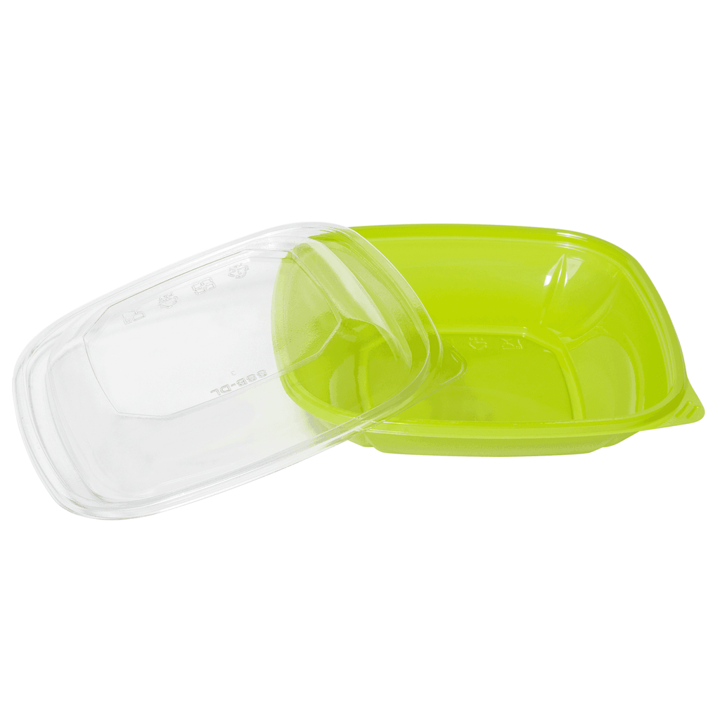 [300 ct] 24 oz Square Disposable Salad Bowl Lids | PET | Green