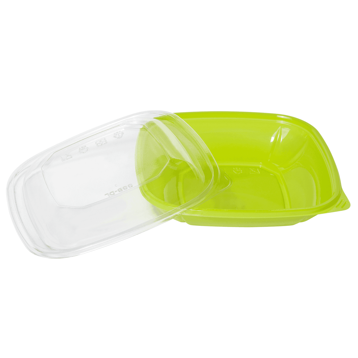 [300 ct] 24 oz Square Disposable Salad Bowl Lids | PET | Green