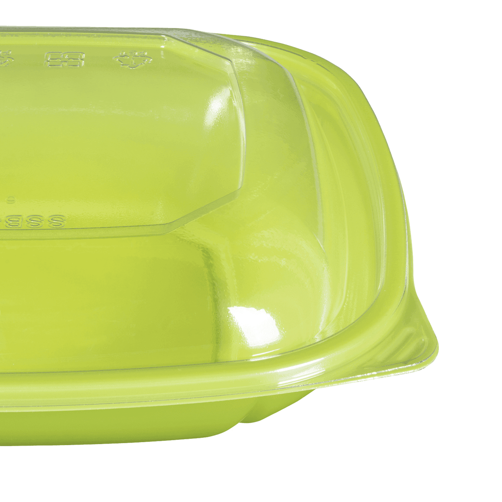 [300 ct] 24 oz Square Disposable Salad Bowl Lids | PET | Green