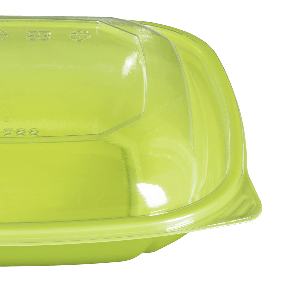 [300 ct] 24 oz Square Disposable Salad Bowl Lids | PET | Green