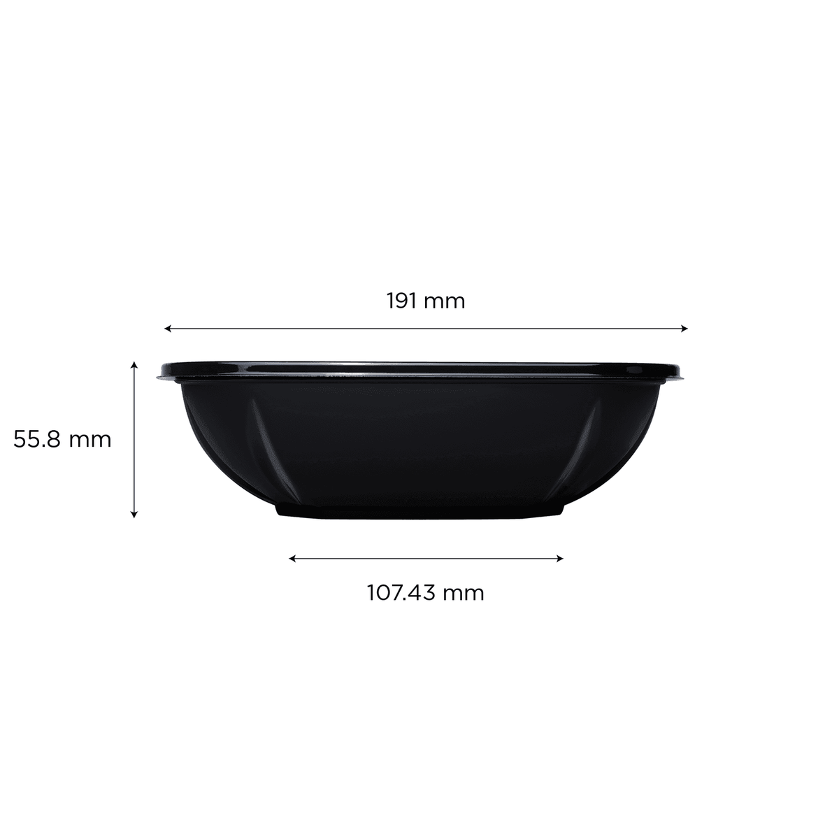 [300 ct] 32 oz Square Disposable Salad Bowl Lids | PET | Black