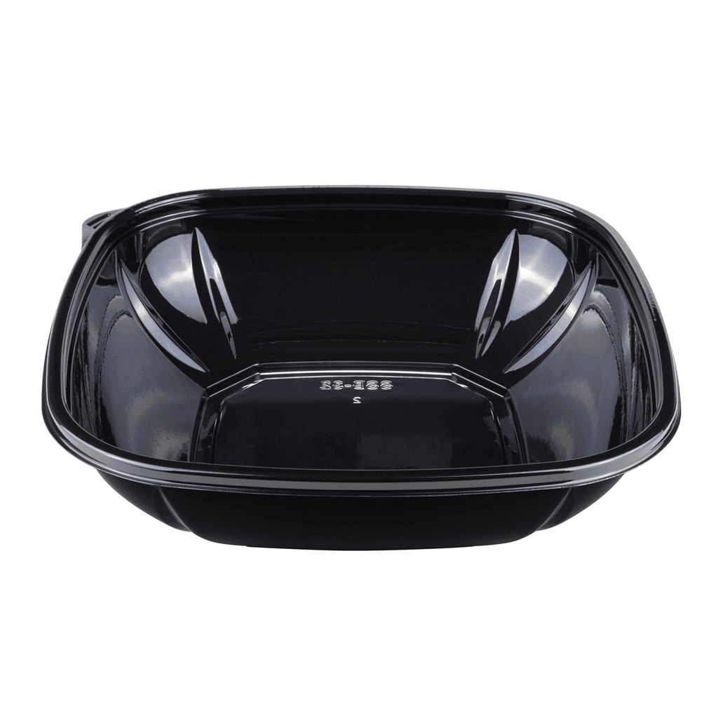 [300 ct] 32 oz Square Disposable Salad Bowl Lids | PET | Black