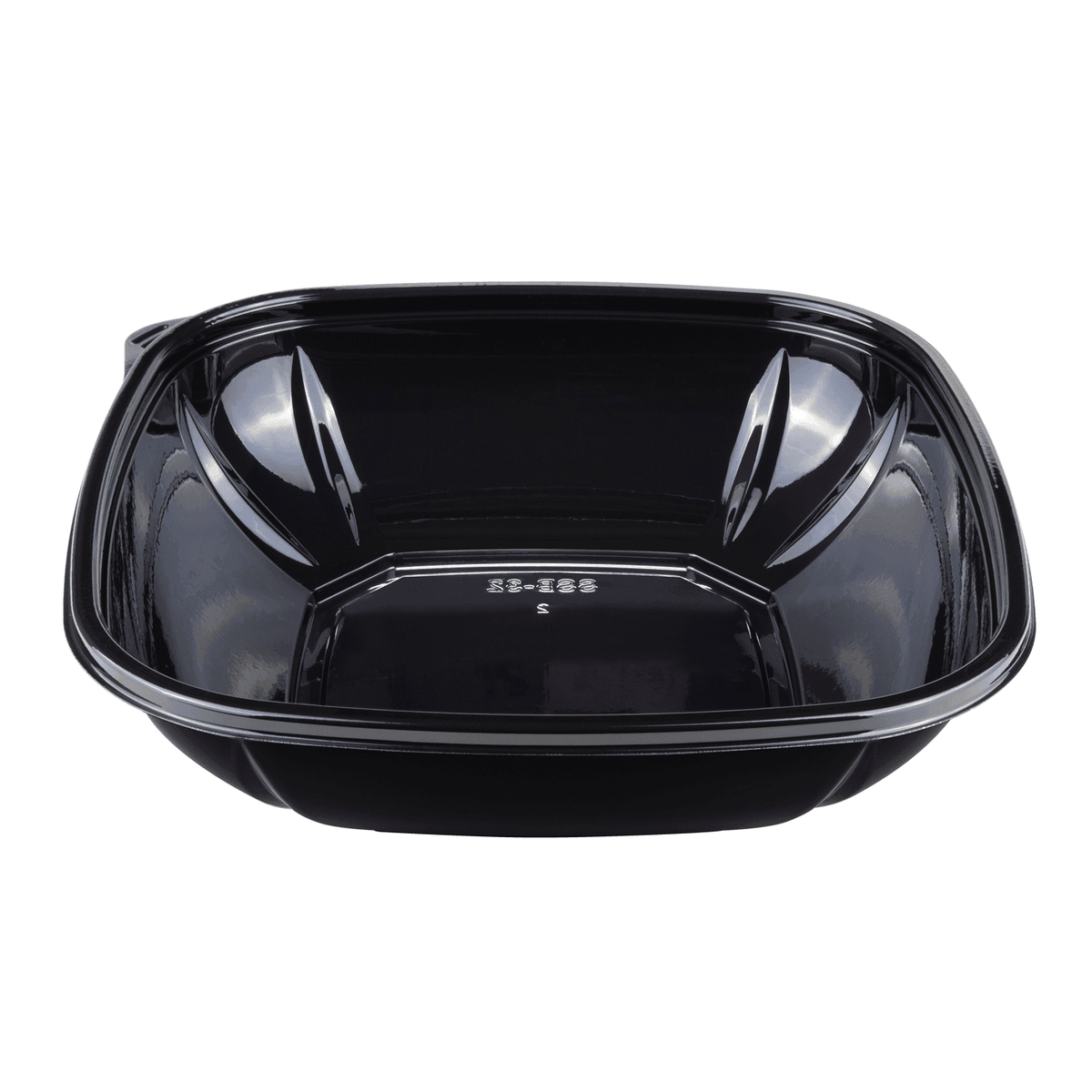 [300 ct] 32 oz Square Disposable Salad Bowl Lids | PET | Black