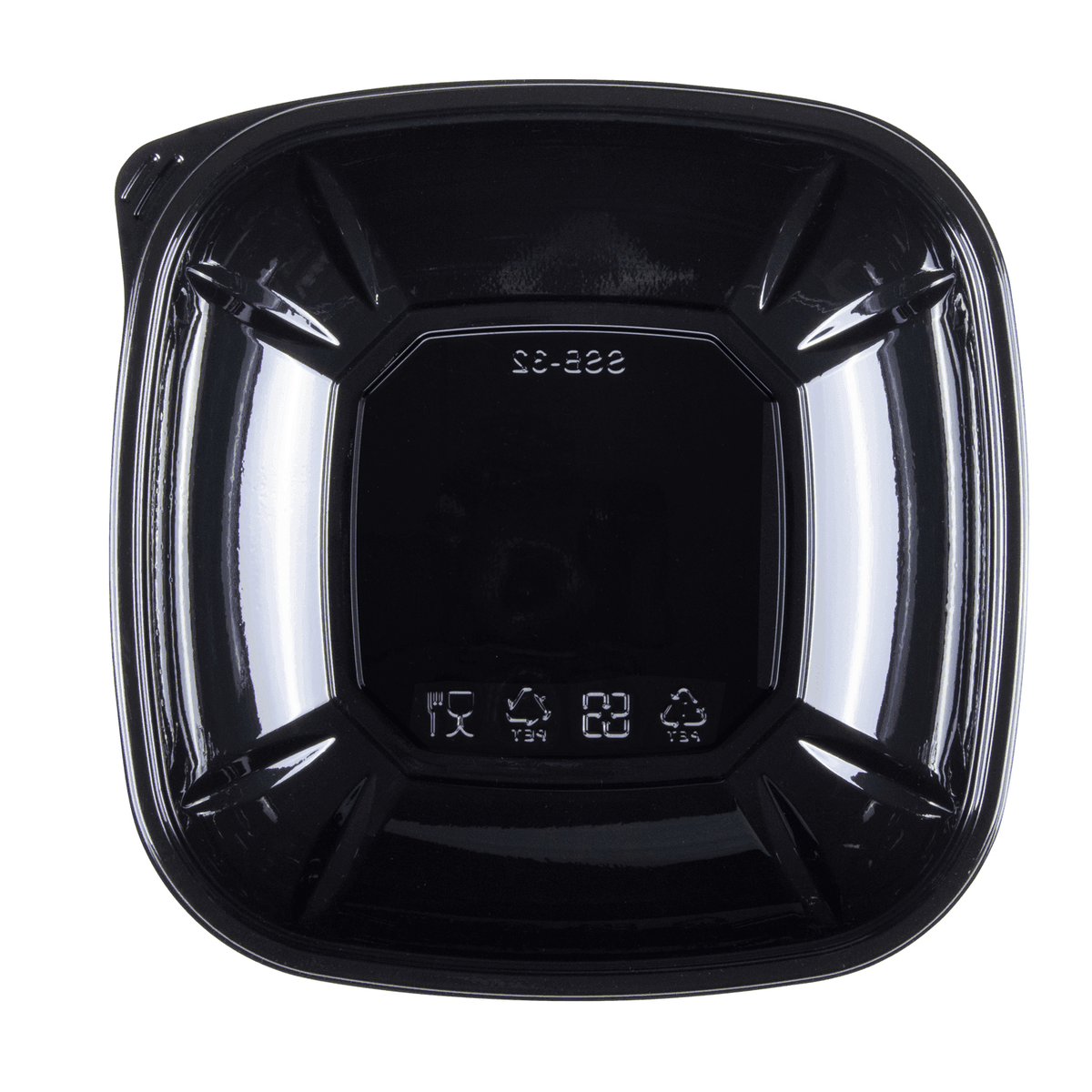 [300 ct] 32 oz Square Disposable Salad Bowl Lids | PET | Black