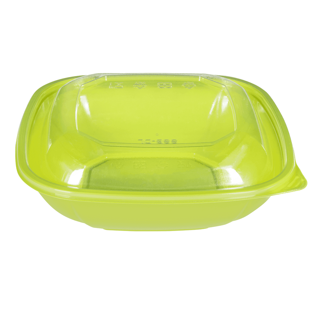 [300 ct] 32 oz Square Disposable Salad Bowl | PET | Green