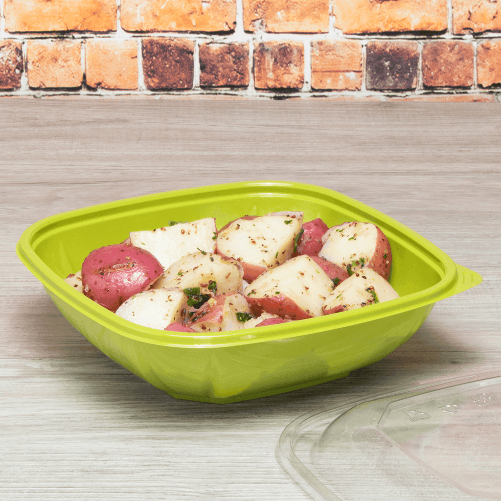 [300 ct] 32 oz Square Disposable Salad Bowl | PET | Green