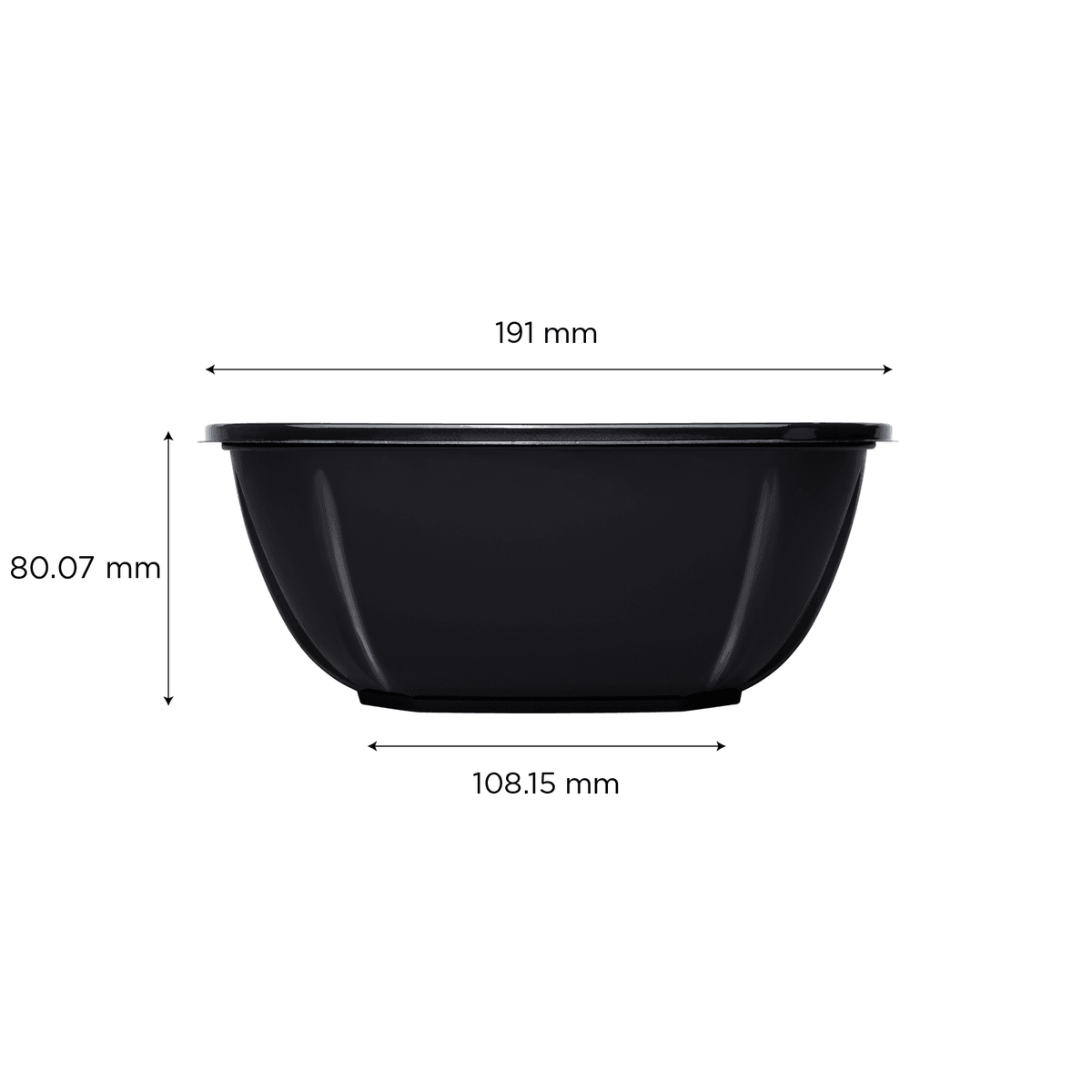 [300 ct] 48 oz Square Disposable Salad Bowl Lids | PET | Black