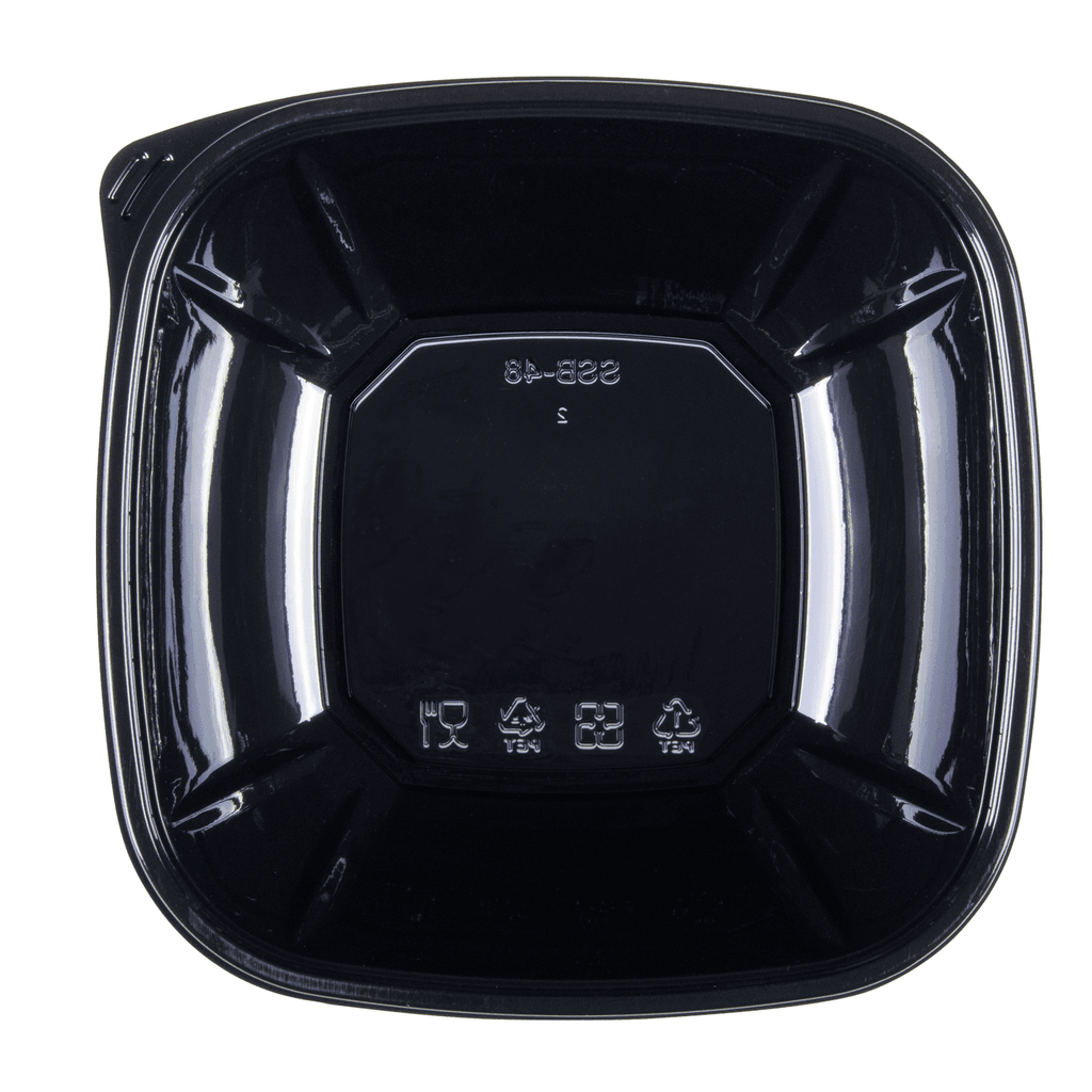 [300 ct] 48 oz Square Disposable Salad Bowl Lids | PET | Black