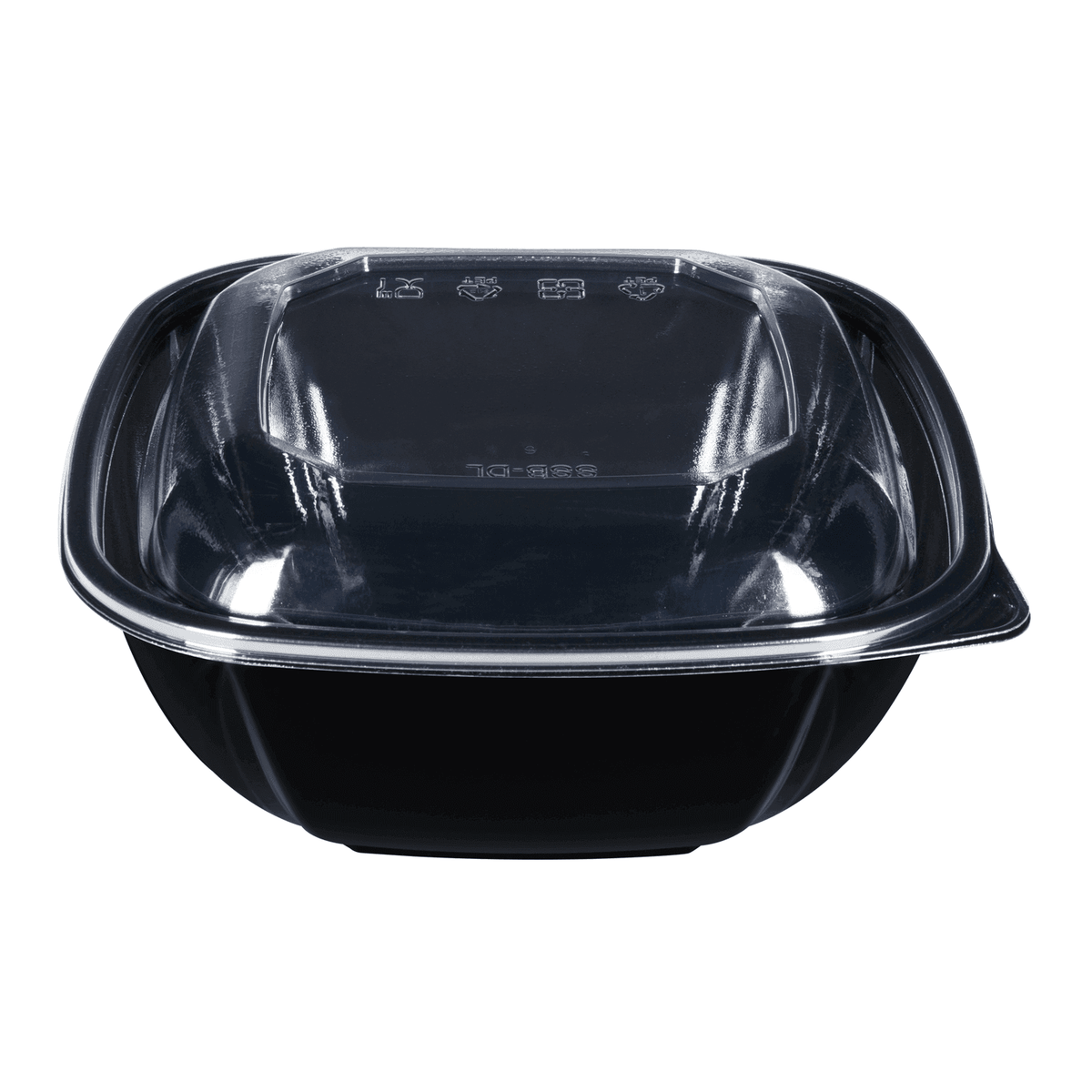 [300 ct] 48 oz Square Disposable Salad Bowl Lids | PET | Black