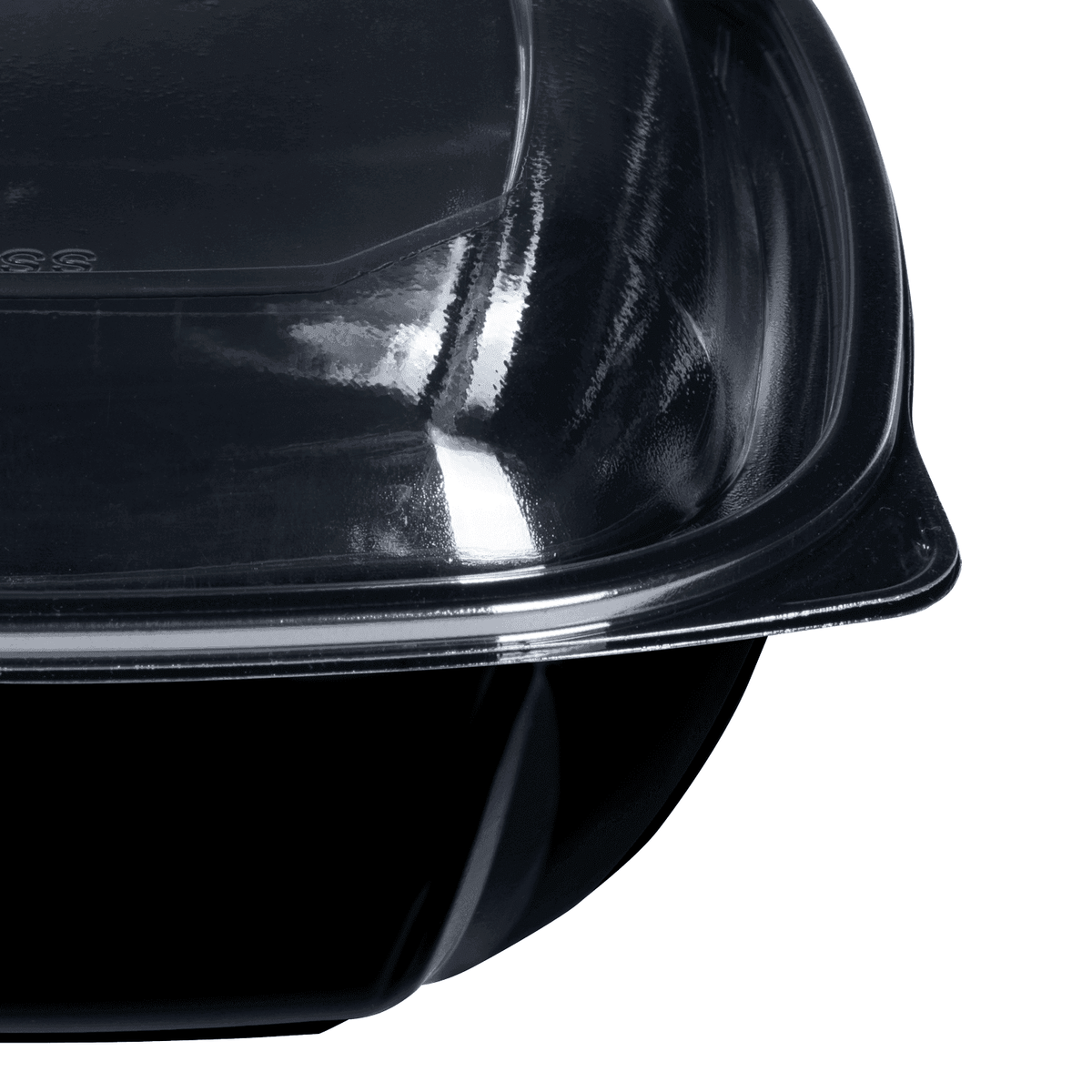 [300 ct] 48 oz Square Disposable Salad Bowl Lids | PET | Black