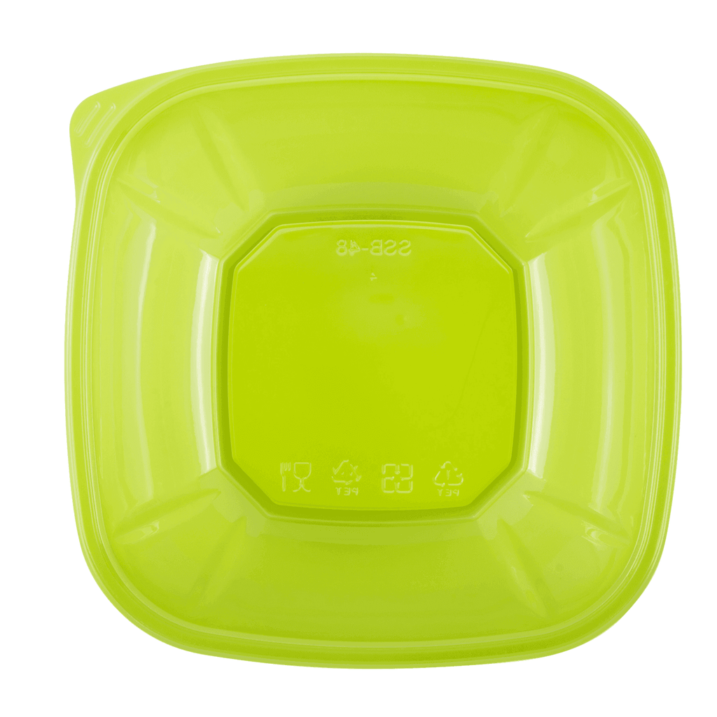 [300 ct] 48 oz Square Disposable Salad Bowl Lids | PET | Green