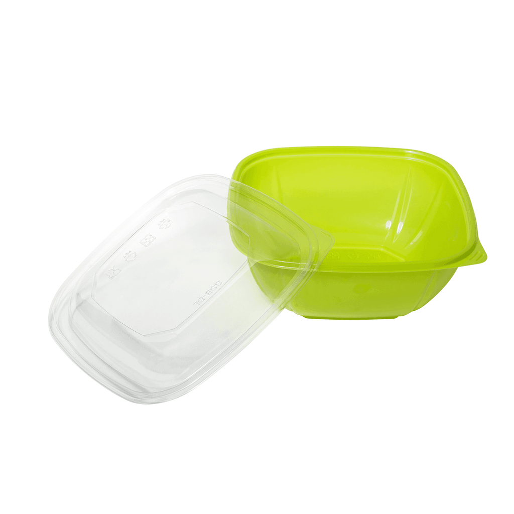 [300 ct] 48 oz Square Disposable Salad Bowl Lids | PET | Green