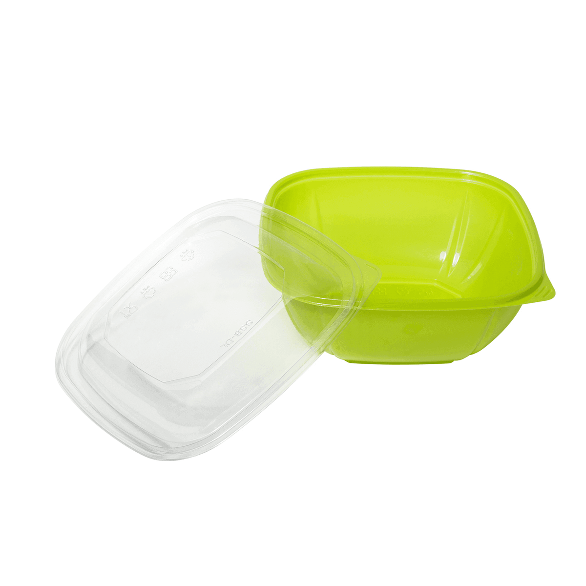 [300 ct] 48 oz Square Disposable Salad Bowl Lids | PET | Green