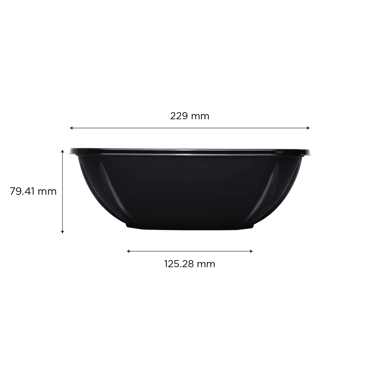 [150 ct] 64 oz Square Disposable Salad Bowl Lids | PET | Black