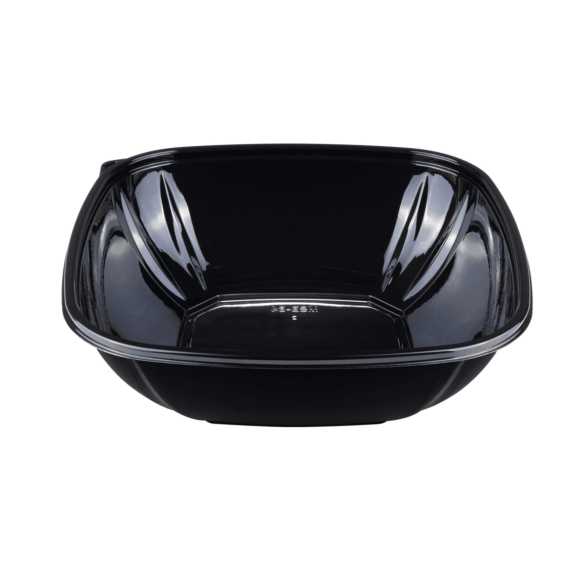 [150 ct] 64 oz Square Disposable Salad Bowl Lids | PET | Black