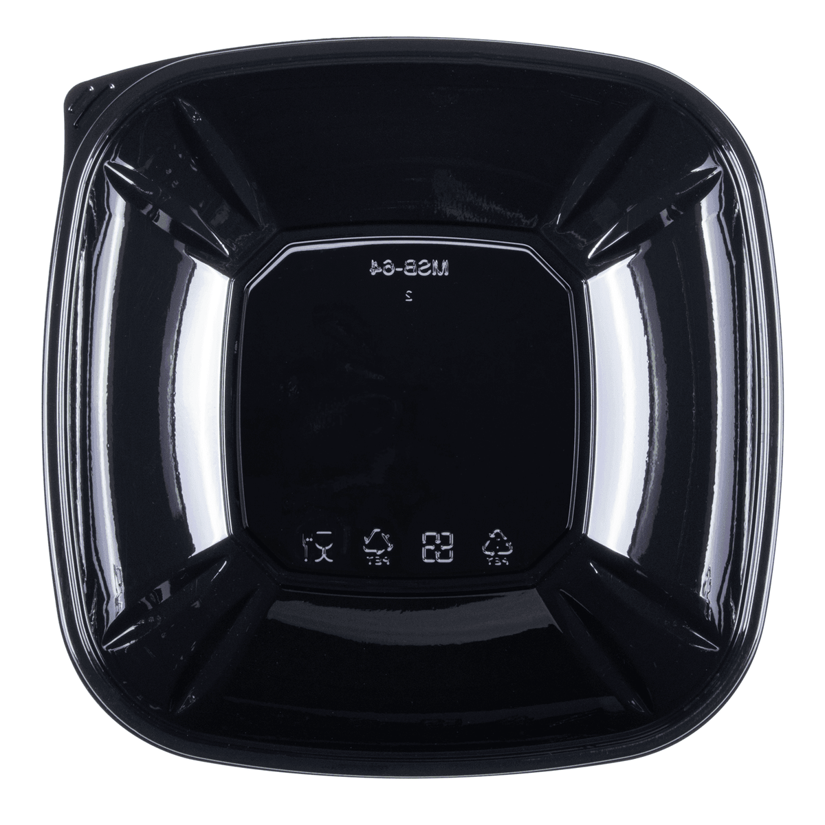 [150 ct] 64 oz Square Disposable Salad Bowl Lids | PET | Black