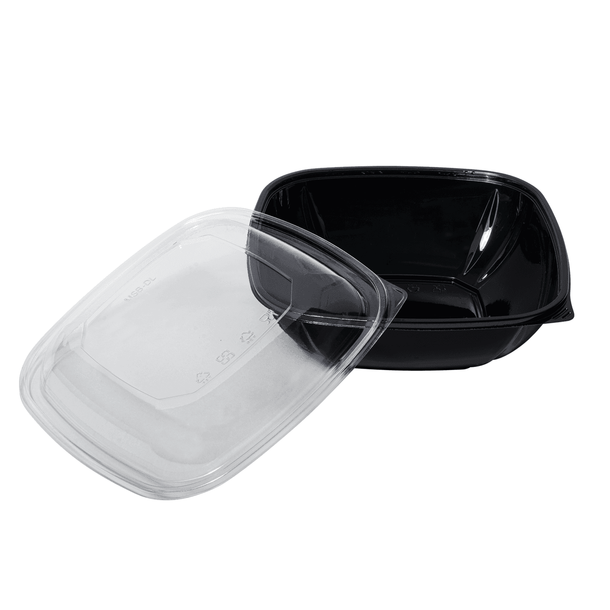 [150 ct] 64 oz Square Disposable Salad Bowl Lids | PET | Black