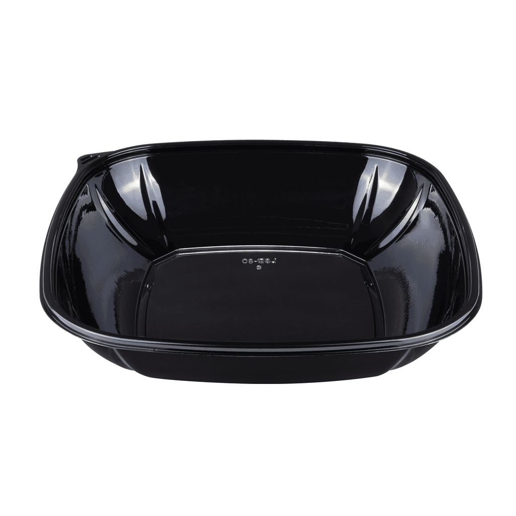 [50 ct] 80 oz Square Disposable Salad Bowls | PET | Black