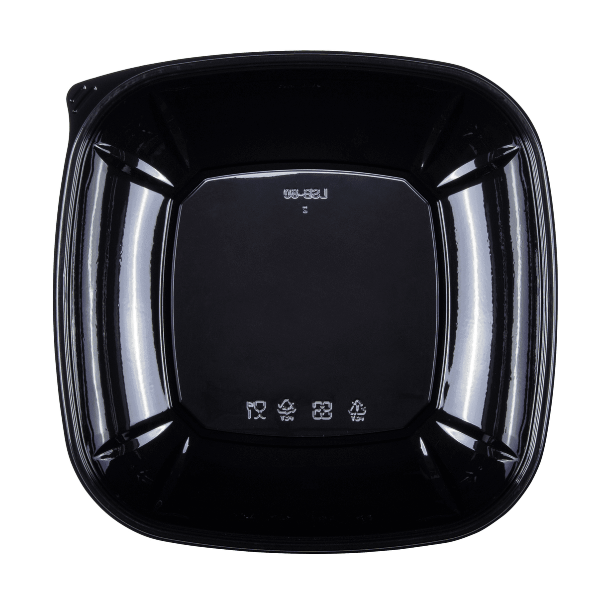 [50 ct] 80 oz Square Disposable Salad Bowls | PET | Black